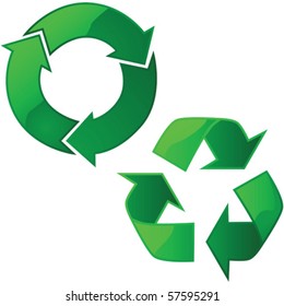 Vector illustration of two glossy recycling signs