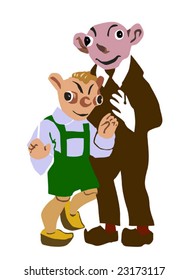 vector illustration two goblins on white background