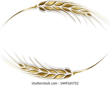 Vector illustration of two gold ripe wheat ears. Can be used as frame, corner or border design element. 
