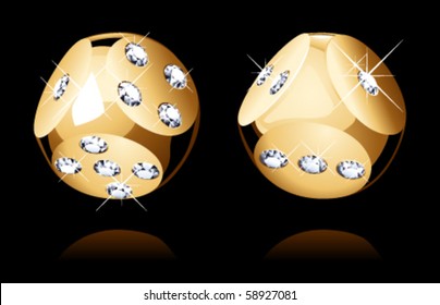 vector illustration of two golden dice