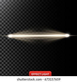 Vector illustration of a two golden light rays, a light beams, a glow effects, an explosion, a flash on a black background. Design element