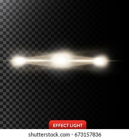 Vector illustration of a two golden light rays, a light beams, a glow effects, an explosion, a flash on a black background. Design element
