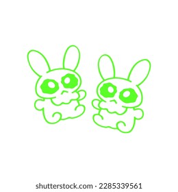 ilustración vectorial de dos muñecas conejitas verdes