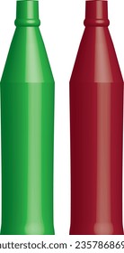 
ilustración vectorial de dos botellas verdes y rojas