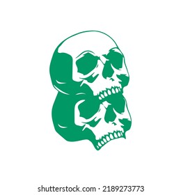 vector illustration of two green skulls