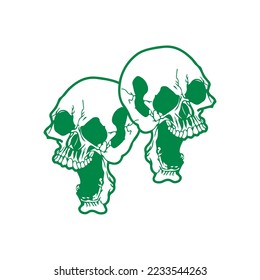  vector illustration of two green skulls