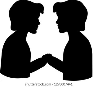 
vector illustration, two guys in love. homosexuality. same-sex love, silhouette