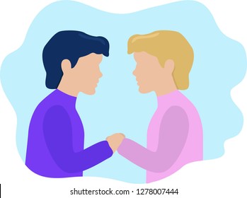 
vector illustration, two guys in love. homosexuality. same-sex love, silhouette