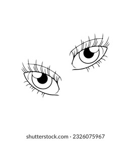 vector illustration of two hairy eyes