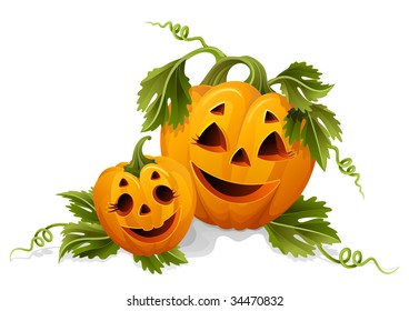 Vector illustration - two halloween pumpkins