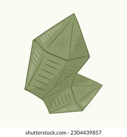 Ilustración vectorial de dos cristales verdes dibujados a mano.