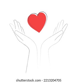 Vector illustration two hands with heart