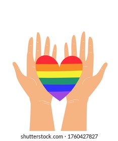 Vector Illustration Two Hands Holding Lgbtq Stock Vector (Royalty Free ...