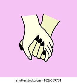 vector illustration of two hands holding each other. can be used as a logo for romantic content.