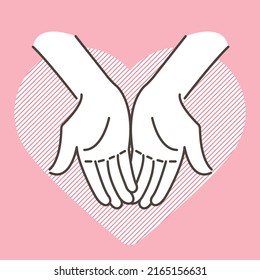 Vector illustration of two hands holding out palms