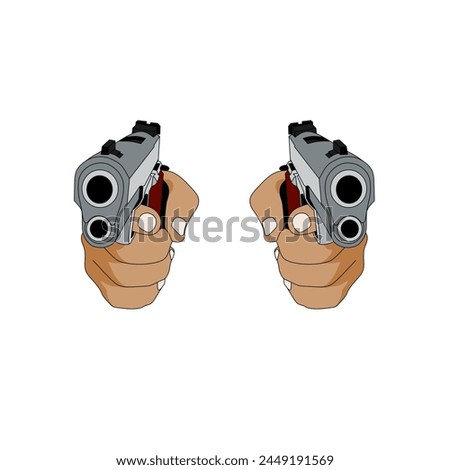 vector illustration of two hands holding a gun