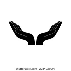 vector illustration of two hands icon,hands up in prayer on white background