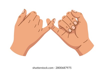 Vector illustration of two hands making a pinky promise – gesture of trust and friendship.