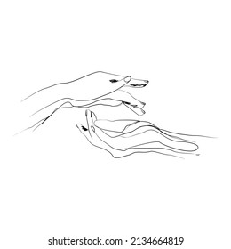 Vector illustration of two hands reaching out as a symbol of mutual help or giving. hand drawn sketch 1