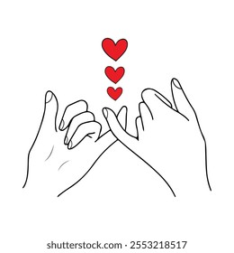 Vector illustration of two hands touching with love