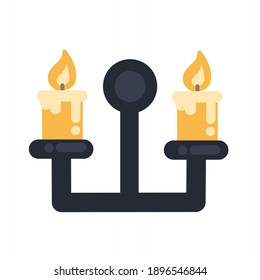 vector illustration of two hanging candles, wall decoration, flat minimalist design