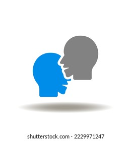 Vector illustration of two head. Icon of psychology. Symbol of sympathy, empathy. Sign of mental.