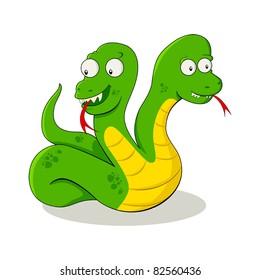 Vector illustration of two headed snake