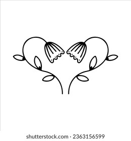 vector illustration of two heart shaped flowers