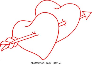 Vector Illustration Two Hearts Arrow Stock Vector (Royalty Free) 804150 ...