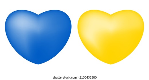 Ilustración vectorial de dos corazones con colores de bandera de Ucrania