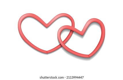 Vector illustration of two hearts on a white background.