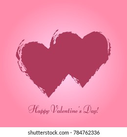 Vector illustration of Two hearts on a pink background. Valentine's Day.