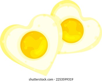 vector illustration of two heart-shaped scrambled eggs, romantic breakfast