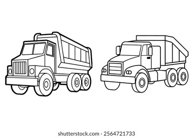 Vector illustration of two heavy-duty dump trucks in side views