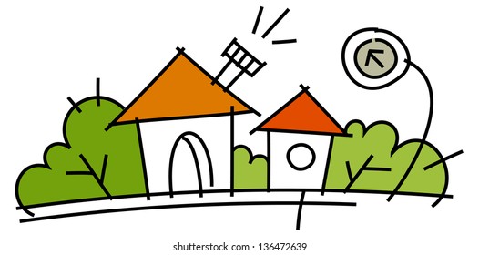 Vector illustration of two houses