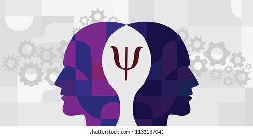 vector illustration of two human head and psychology sign for interpersonal relationship visuals