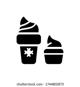 Vector illustration of two ice cream icon or logo use black color and glyph design style
