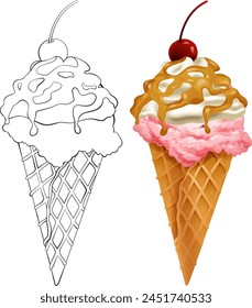 Ilustración vectorial de dos cucuruchos de helado