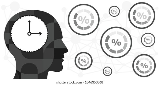 Vector Illustration Of Two Individuals With Clock And Loading Bar For Time Perception And Understanding