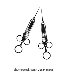 vector illustration of two injection silhouettes