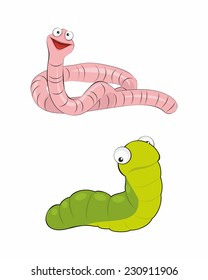 Vector illustration of a two insects - worm and caterpillar