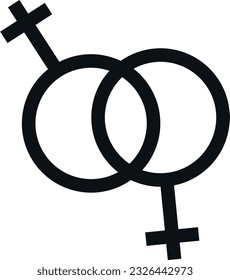 Vector illustration of two intertwined female signs. lesbian and homosexual relationships.