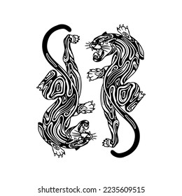 vector illustration of two jaguars concept