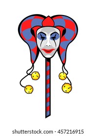 vector illustration of two joker mask on a white background playing card
