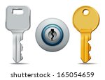 Vector illustration of two keys and keyhole icons