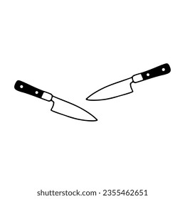 vector illustration of two knives doodle