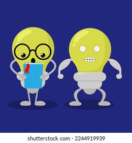 vector illustration of two lamp characters in different styles.