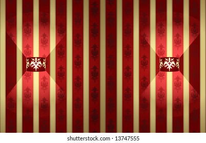 Vector illustration of two lamps on luxury wallpaper