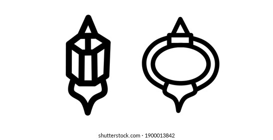 vector illustration of two lanterns, illustration for ramadan ornaments, lighting, decoration.  Minimalist flat line art design
