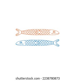 vector illustration of two long fish